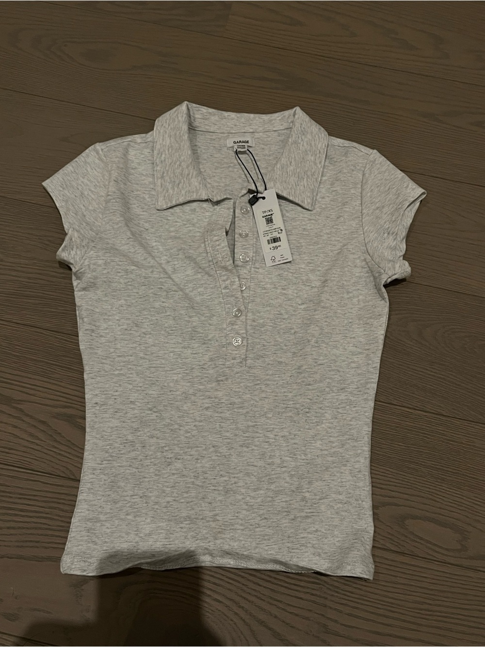 Women's Slim Fit Polo Top in Light Gray